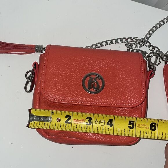 Leather Crossbody Bag with Chain Strap - Picture 8 of 16